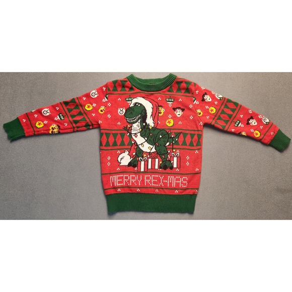 Disney Pixar Toy‎ Story Size 2 Toddler Christmas Sweater T Rex - Picture 1 of 6
